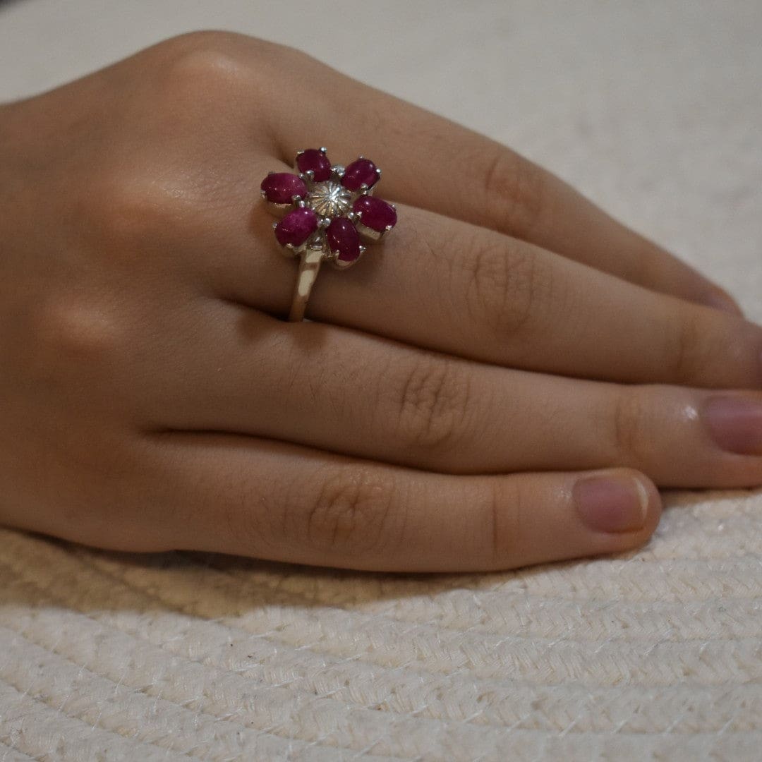 Inel Statement din Argint 925 cu Pietre Semipretioase Naturale de Rubin-> Code: PureSilver59 (Marimi: 7 (US) & 9 (US)) - inel argint