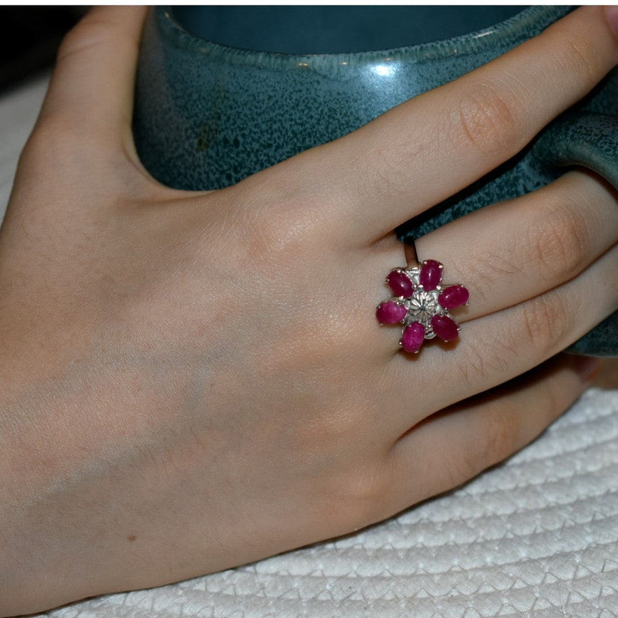 Inel Statement din Argint 925 cu Pietre Semipretioase Naturale de Rubin-> Code: PureSilver59 (Marimi: 7 (US) & 9 (US)) - inel argint