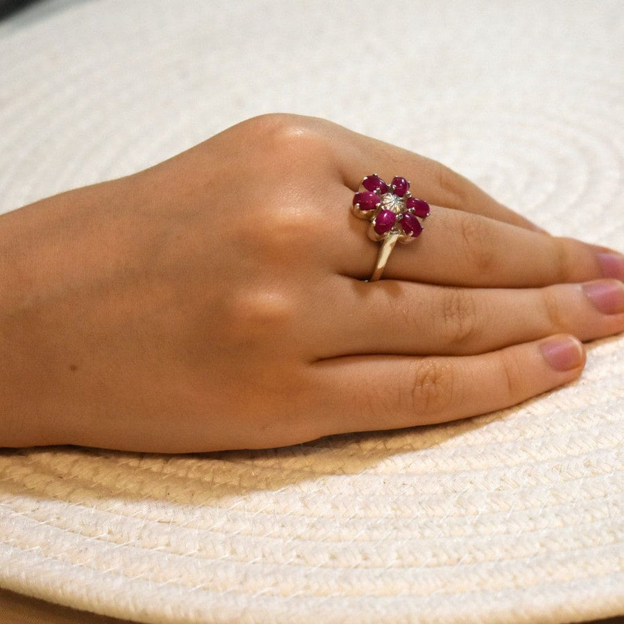 Inel Statement din Argint 925 cu Pietre Semipretioase Naturale de Rubin-> Code: PureSilver59 (Marimi: 7 (US) & 9 (US)) - 7 (US) ->