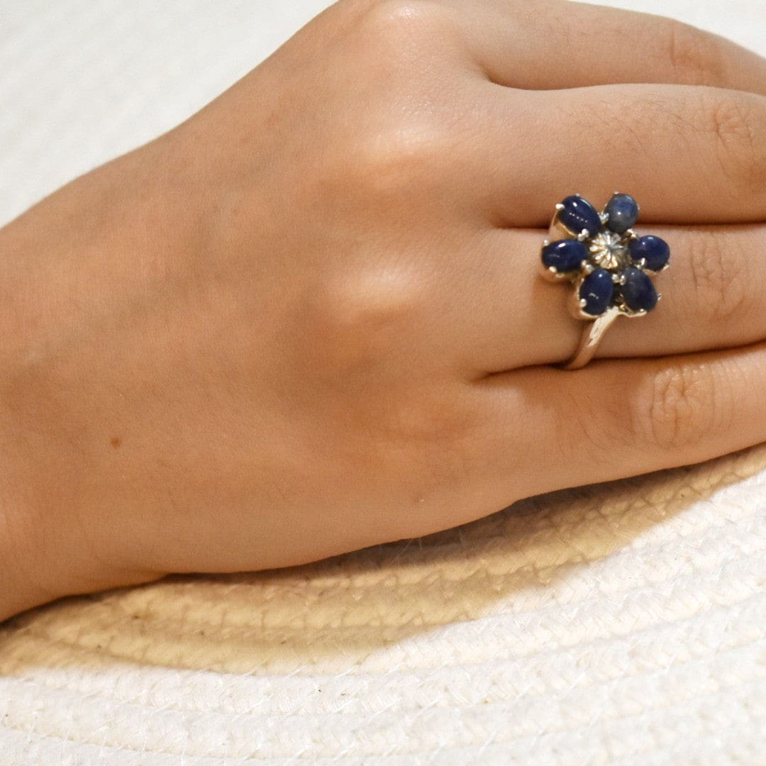 Inel Statement din Argint 925 cu Pietre Semipretioase Naturale de Safir -> Code: PureSilver58 (Marime: 7) inel argint