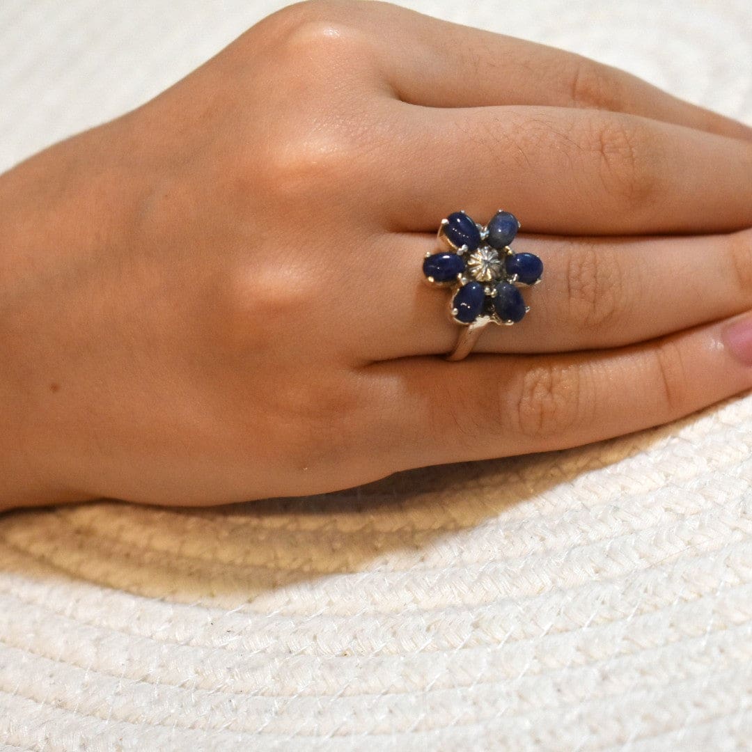 Inel Statement din Argint 925 cu Pietre Semipretioase Naturale de Safir -> Code: PureSilver58 (Marime: 7) inel argint