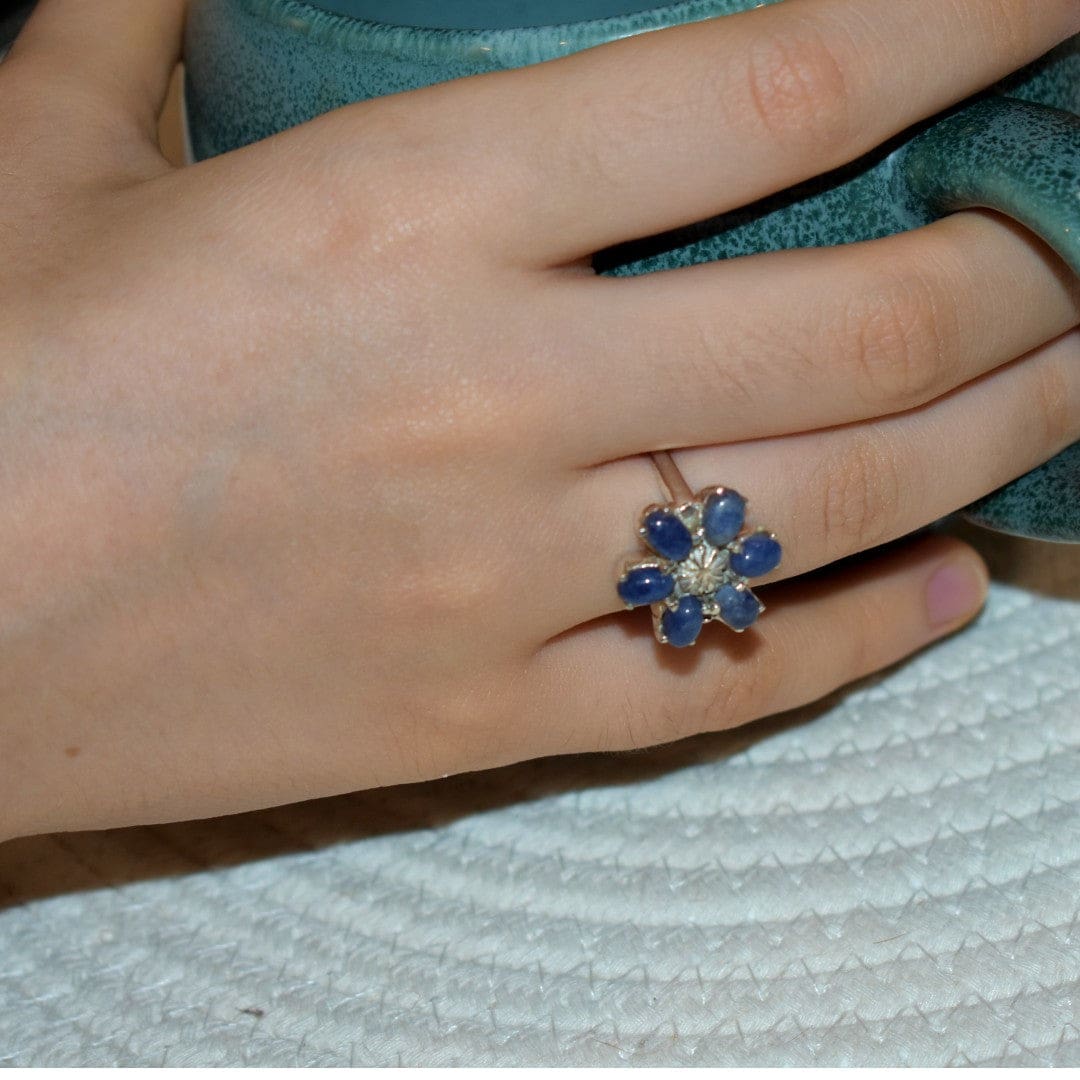 Inel Statement din Argint 925 cu Pietre Semipretioase Naturale de Safir -> Code: PureSilver58 (Marime: 7) inel argint