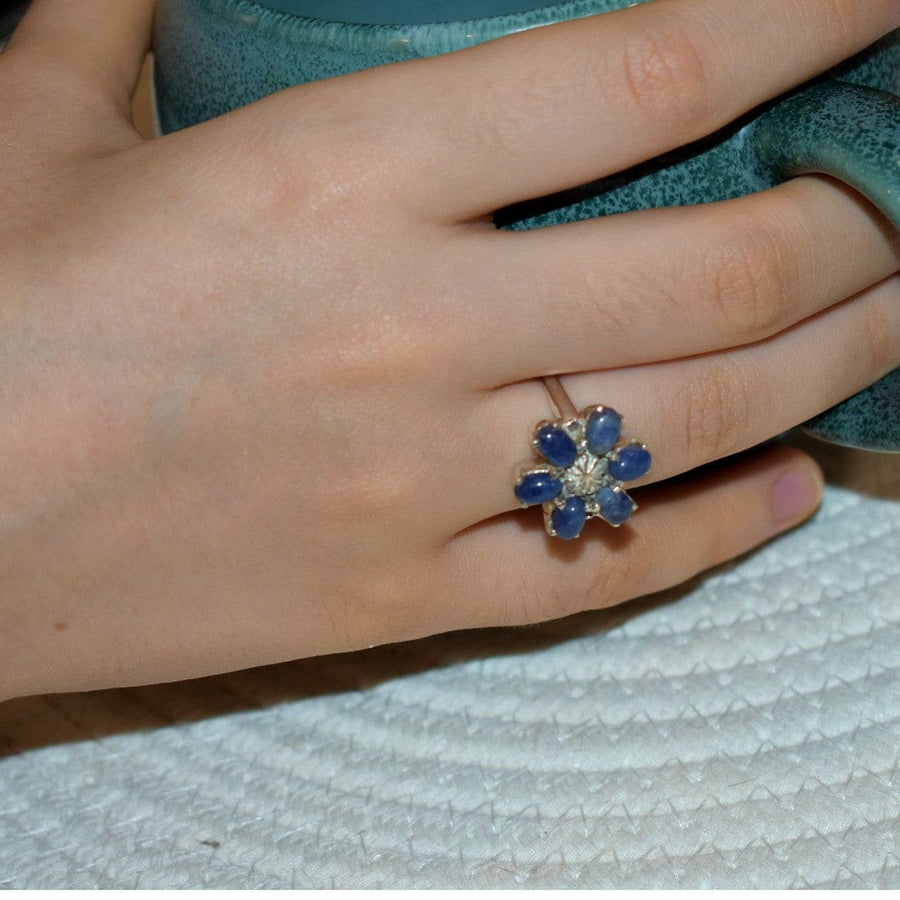 Inel Statement din Argint 925 cu Pietre Semipretioase Naturale de Safir -> Code: PureSilver58 (Marime: 7) inel argint