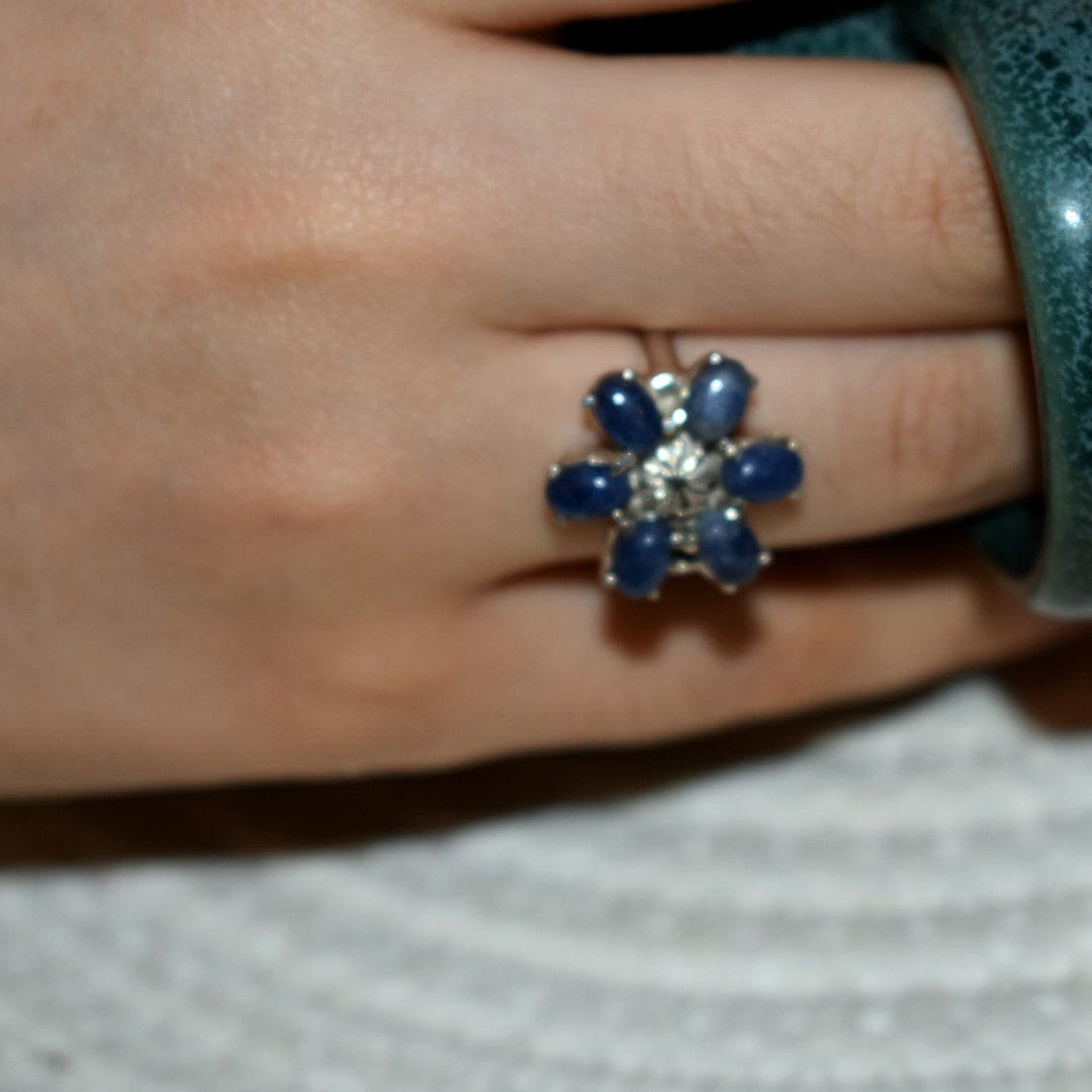 Inel Statement din Argint 925 cu Pietre Semipretioase Naturale de Safir -> Code: PureSilver58 (Marime: 7) inel argint