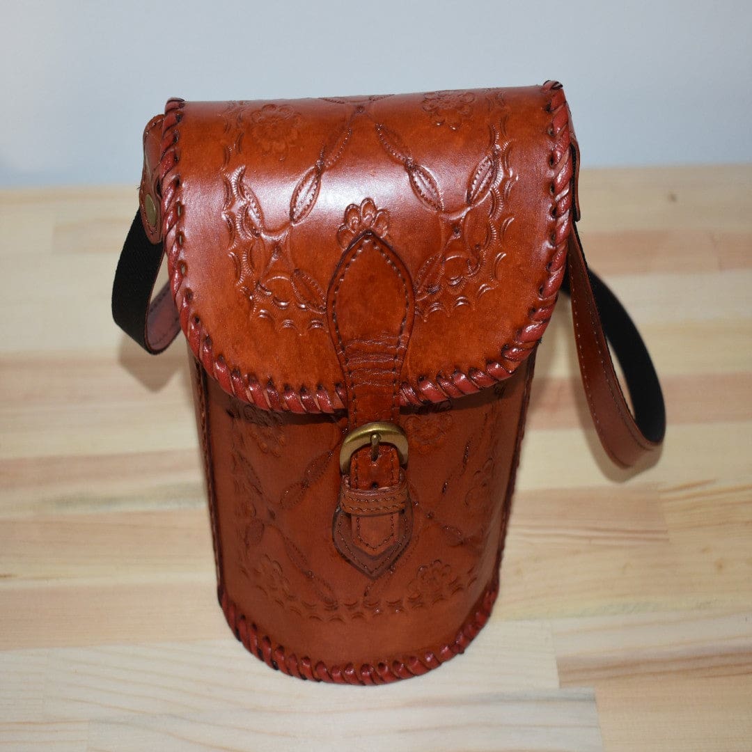 Mini Geanta lucrata manual din Piele Naturala - Mini Bucket - Cod: Leather1 - Genti din Piele si bumbac