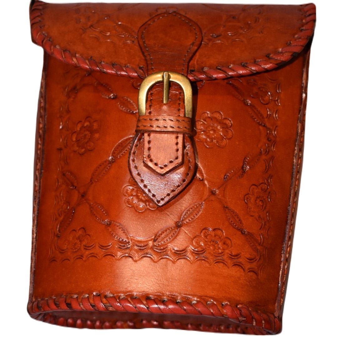 Mini Geanta lucrata manual din Piele Naturala - Mini Bucket - Cod: Leather1 - Genti din Piele si bumbac