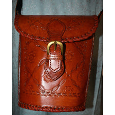 Mini Geanta lucrata manual din Piele Naturala - Mini Bucket - Cod: Leather1 - Genti din Piele si bumbac