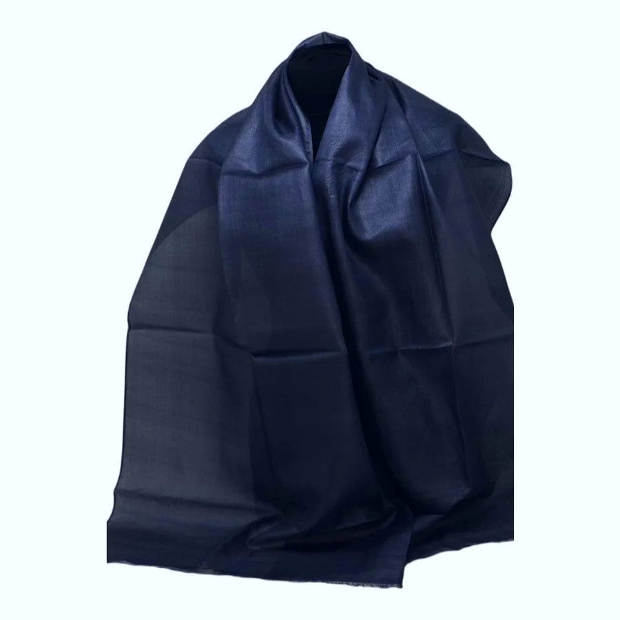 Esarfa-Sal din Matase Naturala Tussar Silk -> Navy Bleumarin