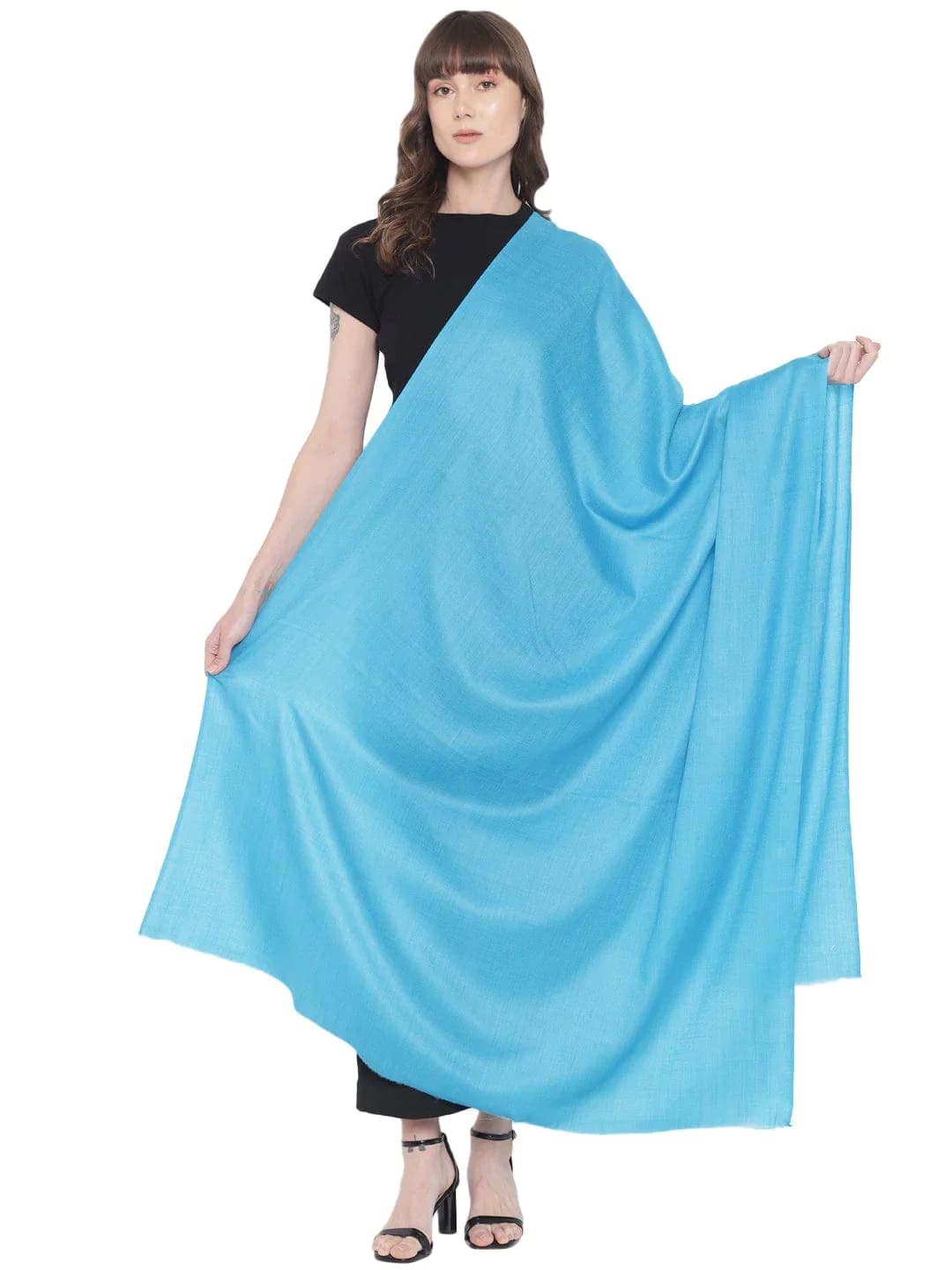 NOU! Sal de Dimensiuni Mari tesut din 100% Lana cu textura ultrafina (Australian Merino Wool) Blue Jasmine -> Cod: MERINO3 - Sal din lana
