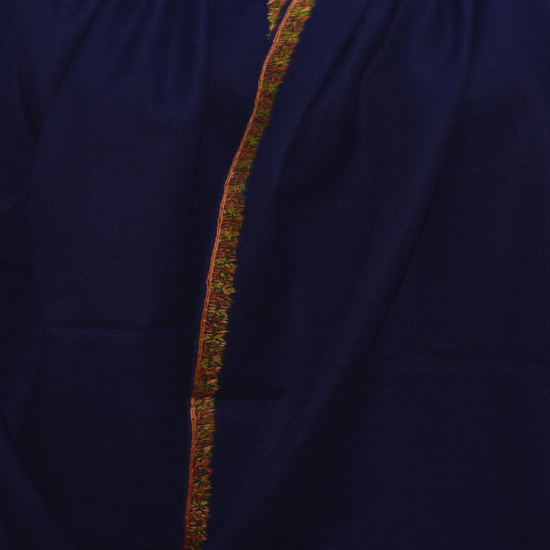 NOU! Sal de Dimensiuni Mari tesut din 100% Lana cu textura ultrafina (Australian Merino Wool) & Broderie Manuala - Navy Blue - sal din