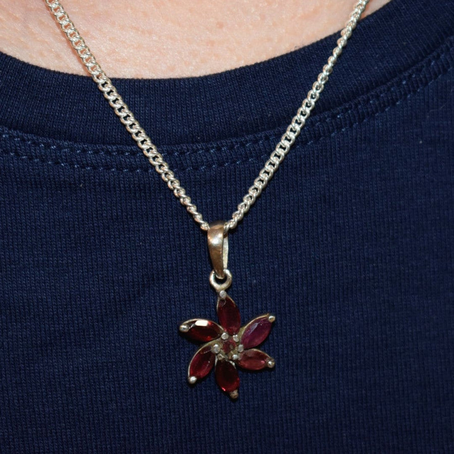 Pandantiv CHAKRA din Argint 925 cu Pietre Semipretioase Naturale de Granat (Garnet) multifatetat slefuite -> Cod: SilverPendant5