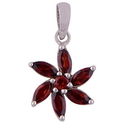 Pandantiv CHAKRA din Argint 925 cu Pietre Semipretioase Naturale de Granat (Garnet) multifatetat slefuite -> Cod: SilverPendant5 -