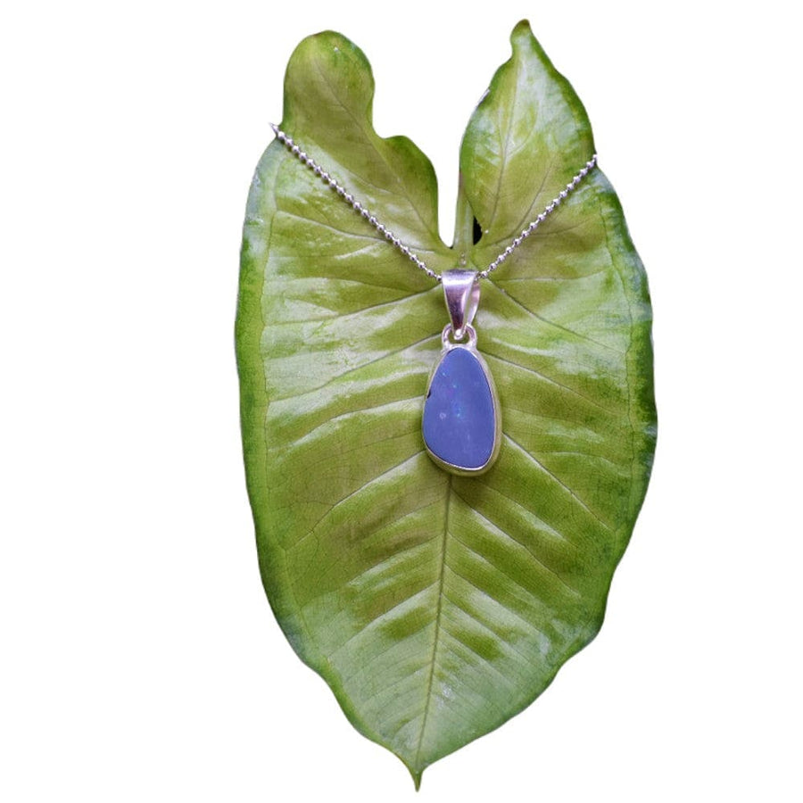 Pandantiv din Argint 925 cu 4.88 Carate Piatra Semipretioasa Naturala de Opal Albastru Australian (Blue Doublet Opal Australian)-> Cod: