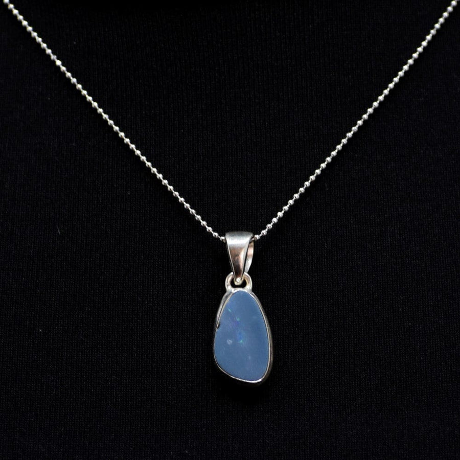 Pandantiv din Argint 925 cu 4.88 Carate Piatra Semipretioasa Naturala de Opal Albastru Australian (Blue Doublet Opal Australian)-> Cod: