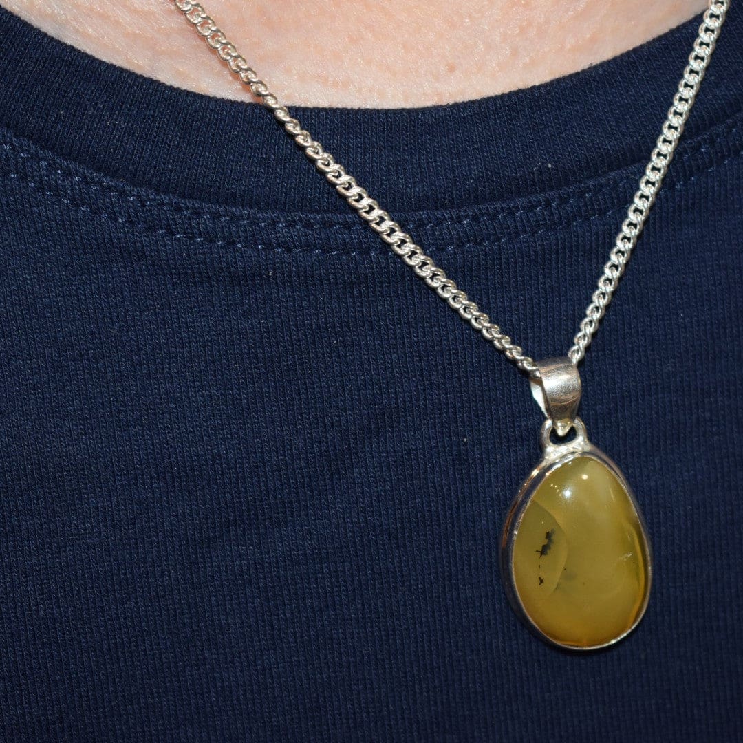 Pandantiv din Argint 925 cu Piatra Semipretioasa Naturala de Opal Galben - Yellow Opal (Cod: D41892) - pandantiv cu opal galben