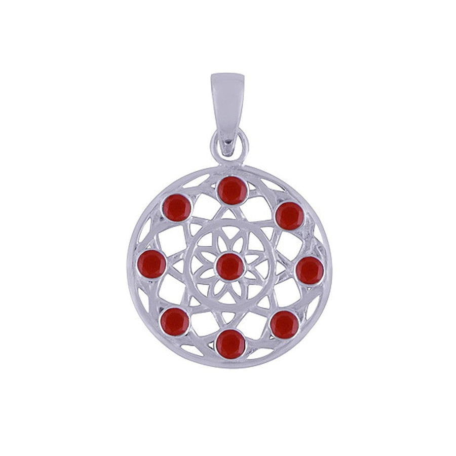 Pandantiv Floarea Vietii din Argint 925 cu Pietre Semipretioase Naturale de Carnelian multifatetat slefuite -> Cod: SilverPendant4 -