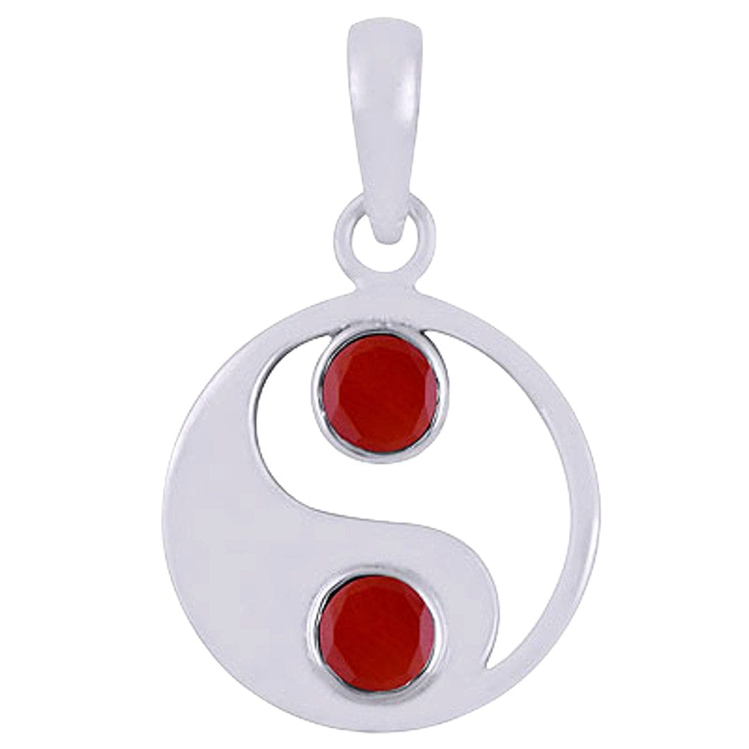 Pandantiv YIN &YANG din Argint 925 cu Pietre Semipretioase Naturale de Carnelian multifatetat slefuite -> Cod: SilverPendant9 - Pandantive