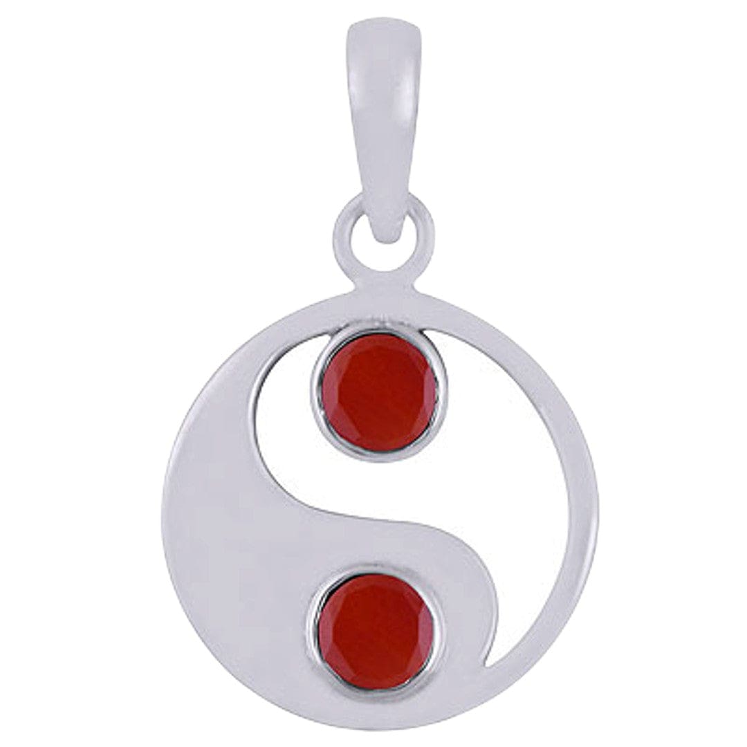 Pandantiv YIN &YANG din Argint 925 cu Pietre Semipretioase Naturale de Carnelian multifatetat slefuite -> Cod: SilverPendant9 - Pandantive