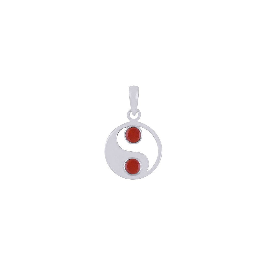 Pandantiv YIN &YANG din Argint 925 cu Pietre Semipretioase Naturale de Carnelian multifatetat slefuite -> Cod: SilverPendant9 - Pandantive