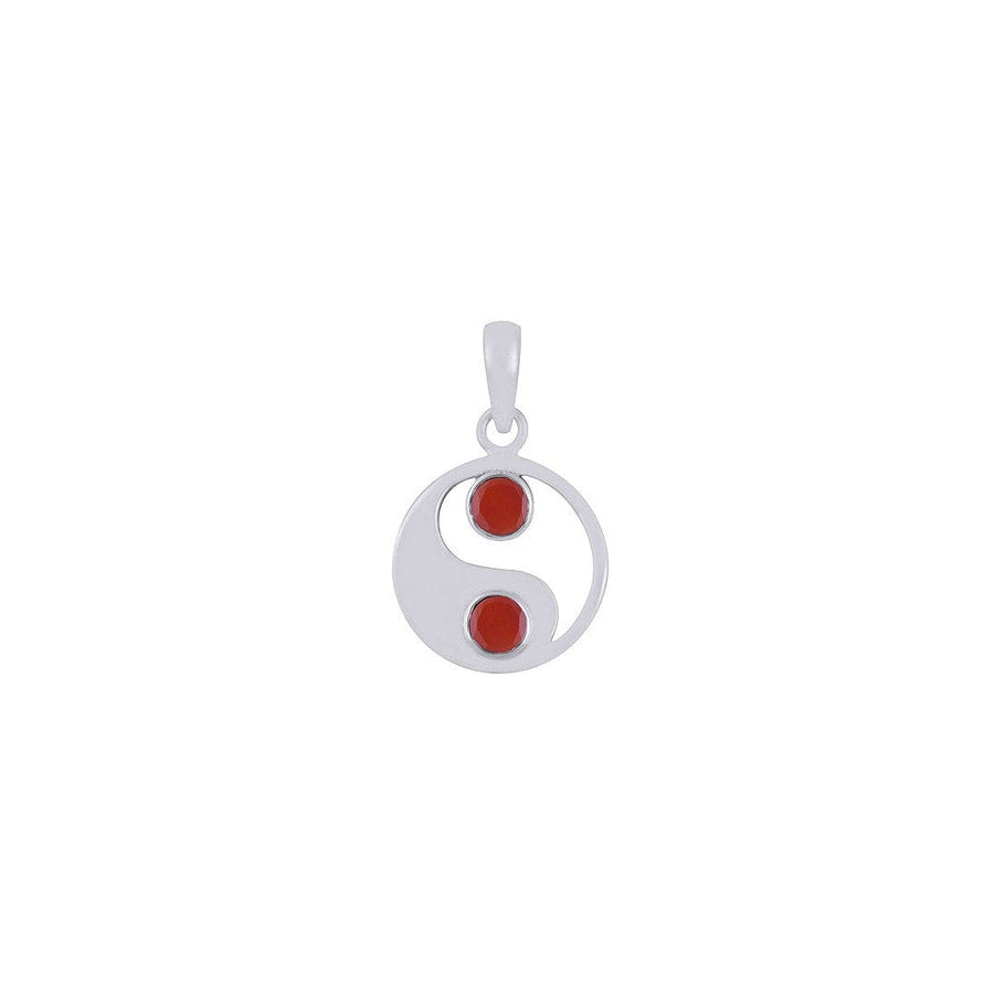 Pandantiv YIN &YANG din Argint 925 cu Pietre Semipretioase Naturale de Carnelian multifatetat slefuite -> Cod: SilverPendant9 - Pandantive