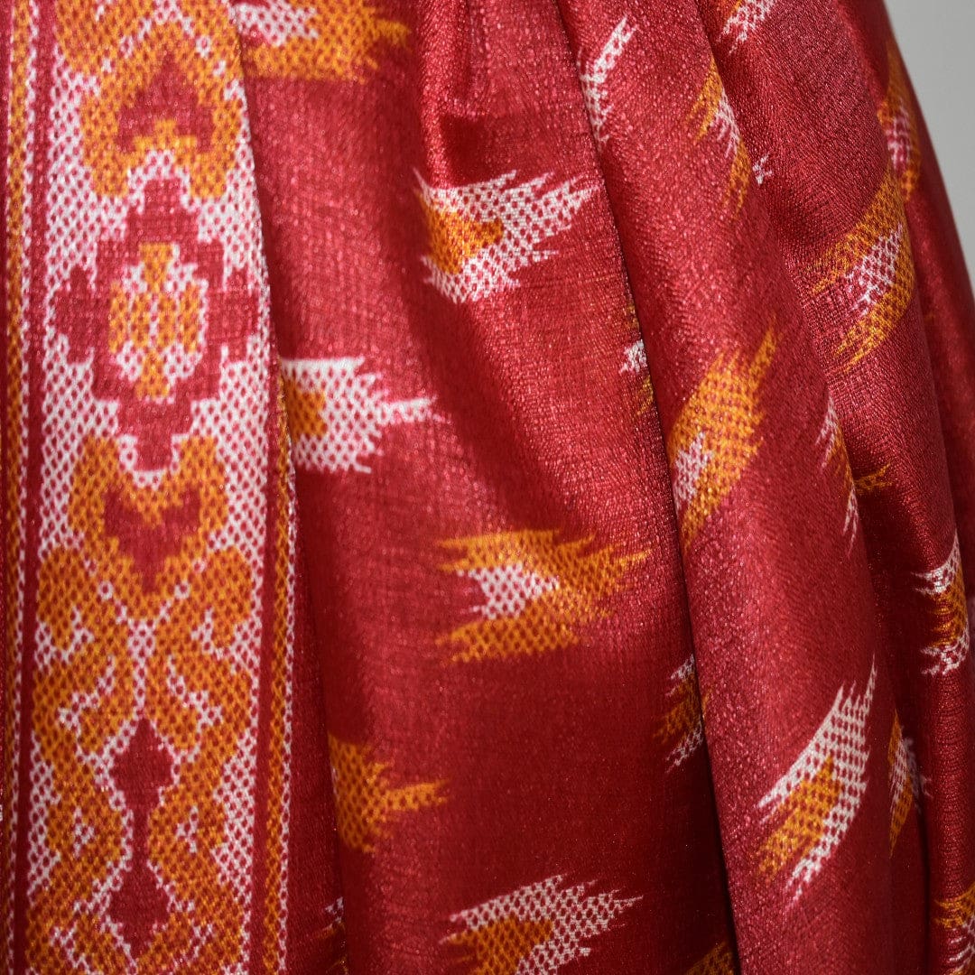 Pareo Mare/ Sarong/ Esarfa de Plaja - Matase vegetala (Bamboo Silk) -> Ikat Rosu de foc. Cod: Bamboo4 - Pareo/Sarong/Esarfa de Plaja