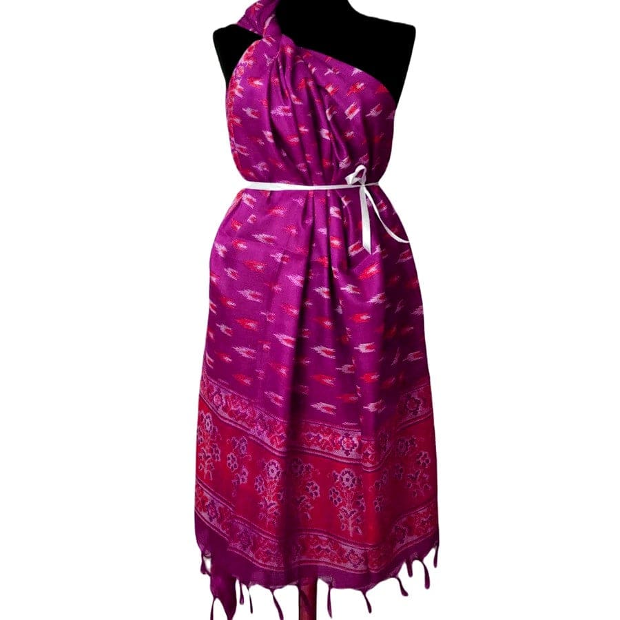 Pareo Mare/ Sarong/ Esarfa de Plaja - Matase vegetala (Bamboo Silk) -> Purple Mov Ikat (Cod: Bamboo10) - Pareo/Sarong/Esarfa de Plaja