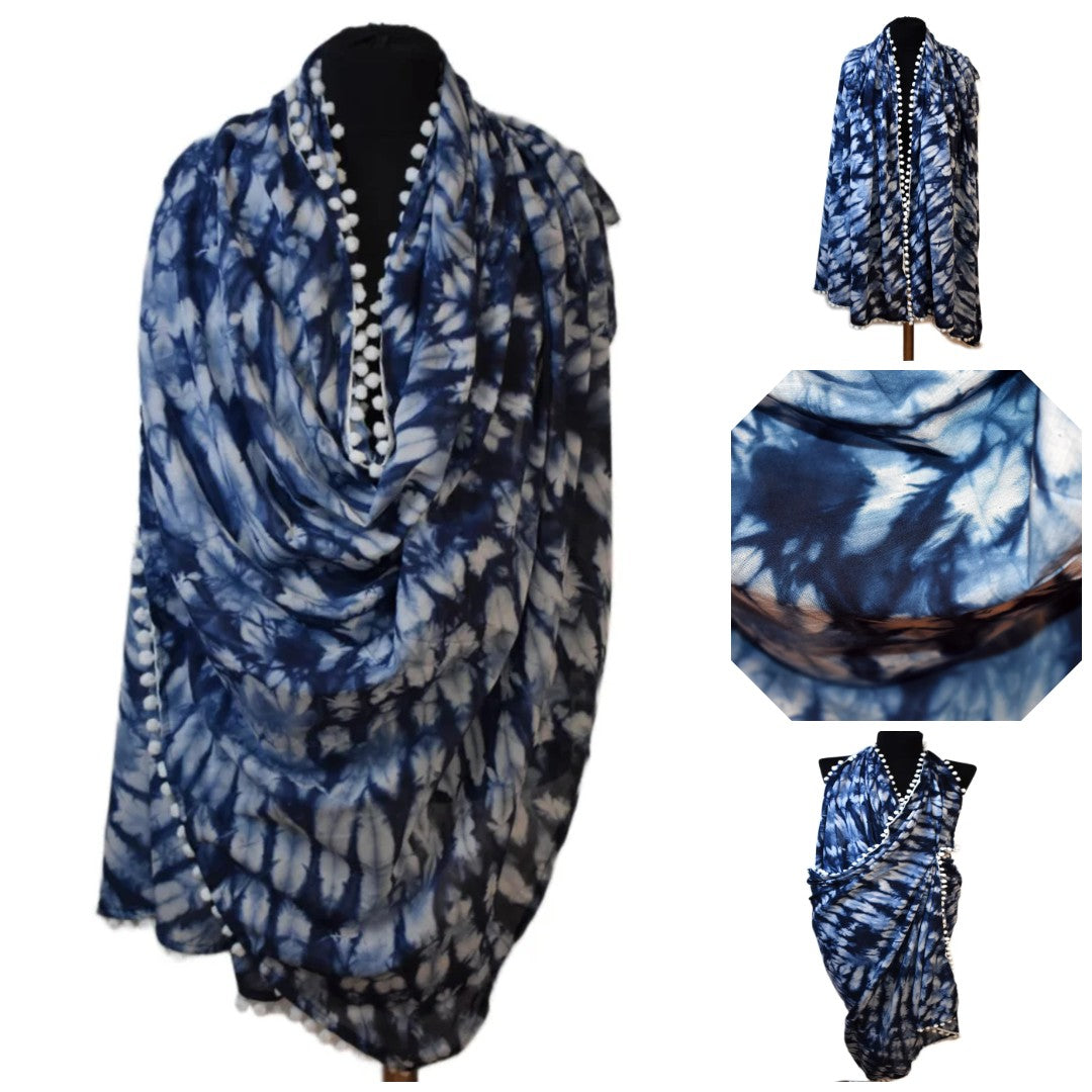 Pareo/ Sarong/ Esarfa de Plaja - 100% Bumbac (Mulmul Cotton) Shibori Tie-dye -> Cod: Mulmul Cotton4