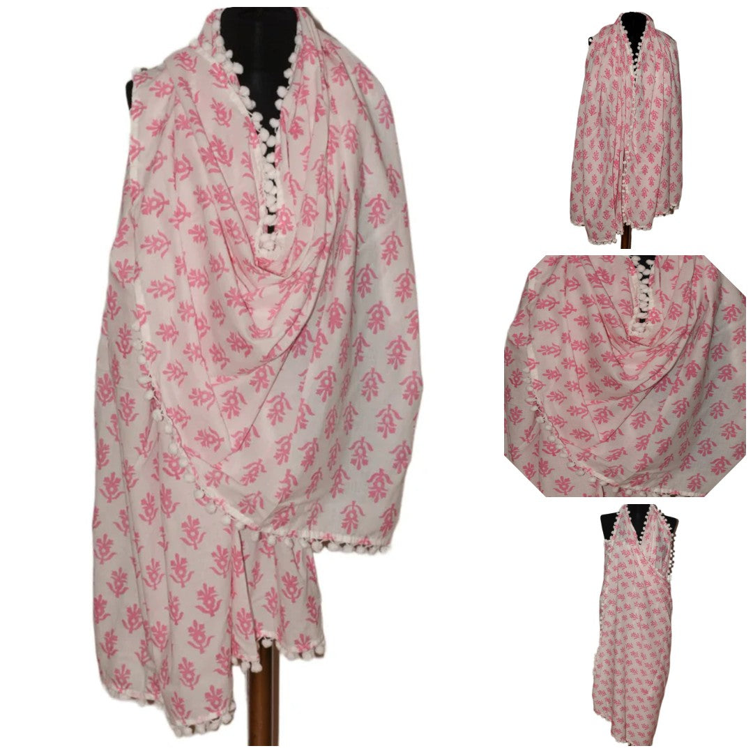 Pareo/ Sarong/ Esarfa de Plaja - 100% Bumbac cu Block printing -> Cod: Mulmul Cotton17