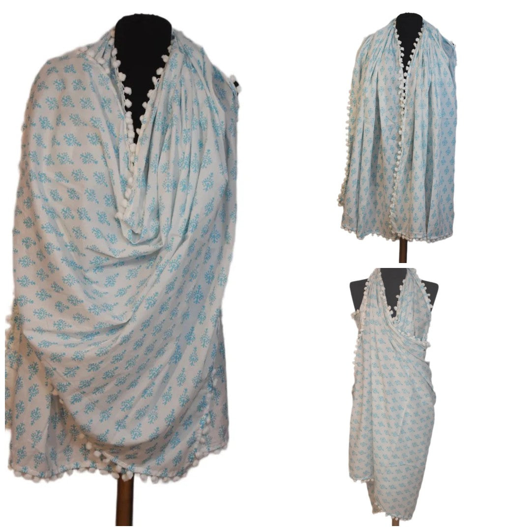 Pareo/ Sarong/ Esarfa de Plaja - 100% Bumbac cu Handblock printing -> Cod: Mulmul Cotton10