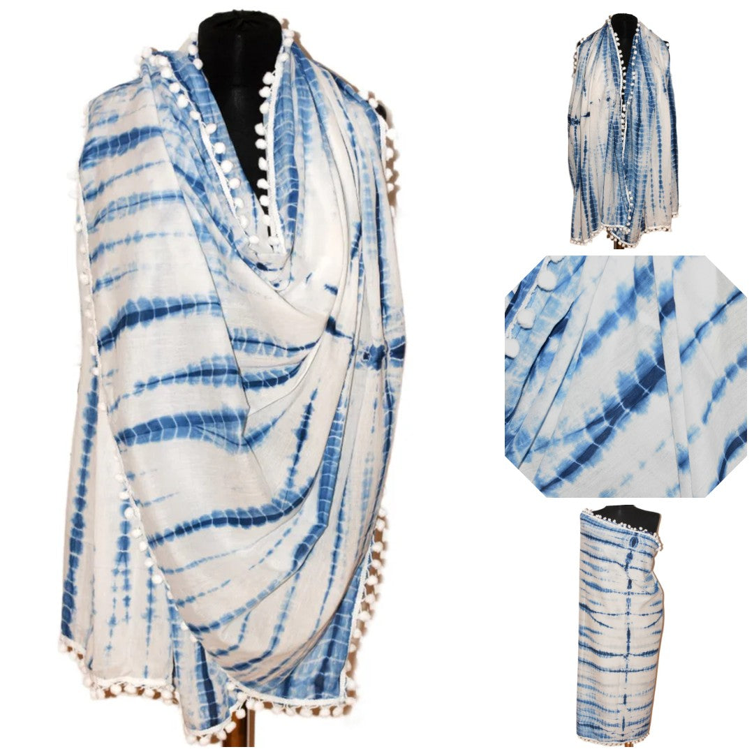 Pareo/ Sarong/ Esarfa de Plaja - 100% Bumbac (Mulmul Cotton) Shibori Tie-dye -> Cod: Mulmul Cotton11