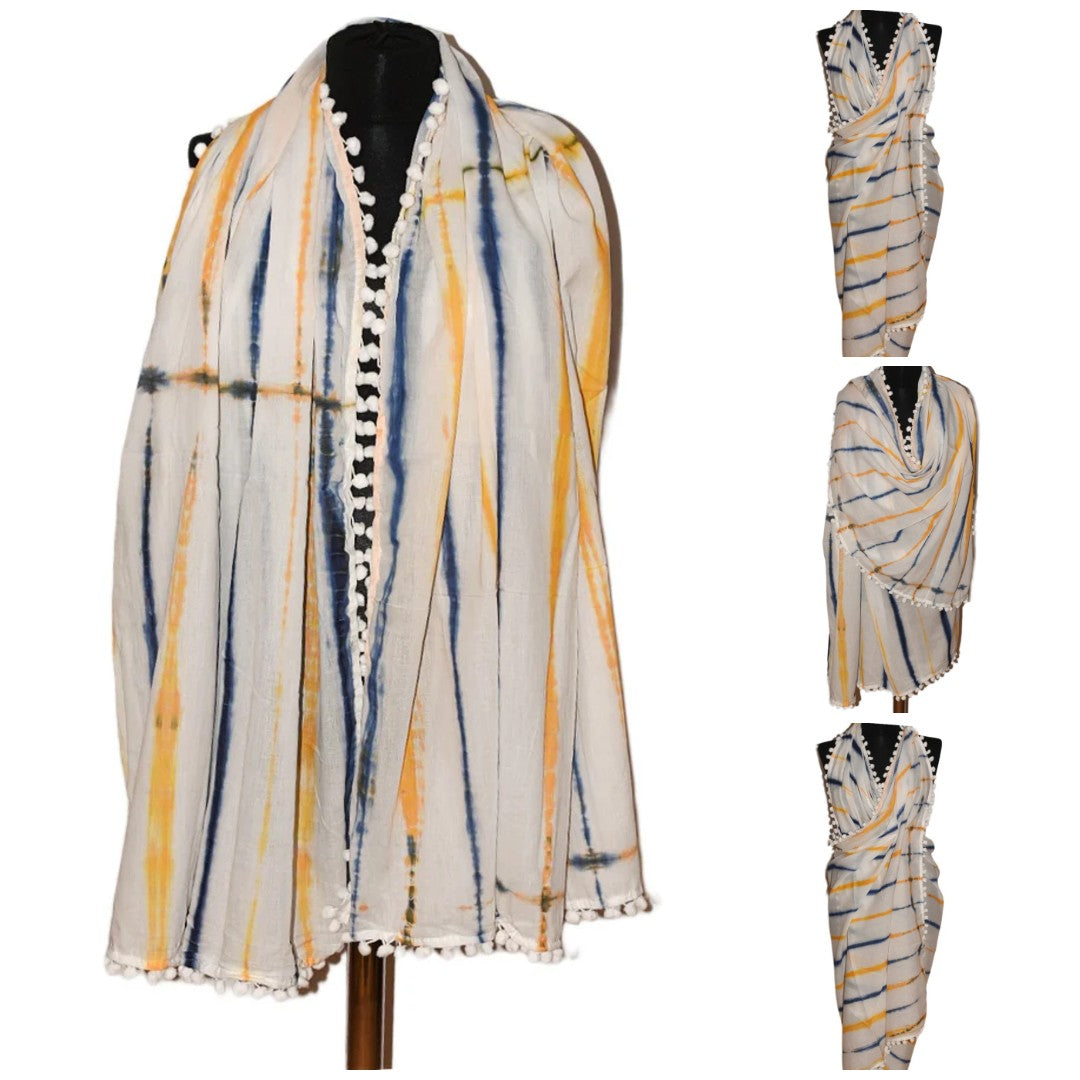 Pareo/ Sarong/ Esarfa de Plaja - 100% Bumbac (Mulmul Cotton) Shibori Tie-dye -> Cod: Mulmul Cotton14