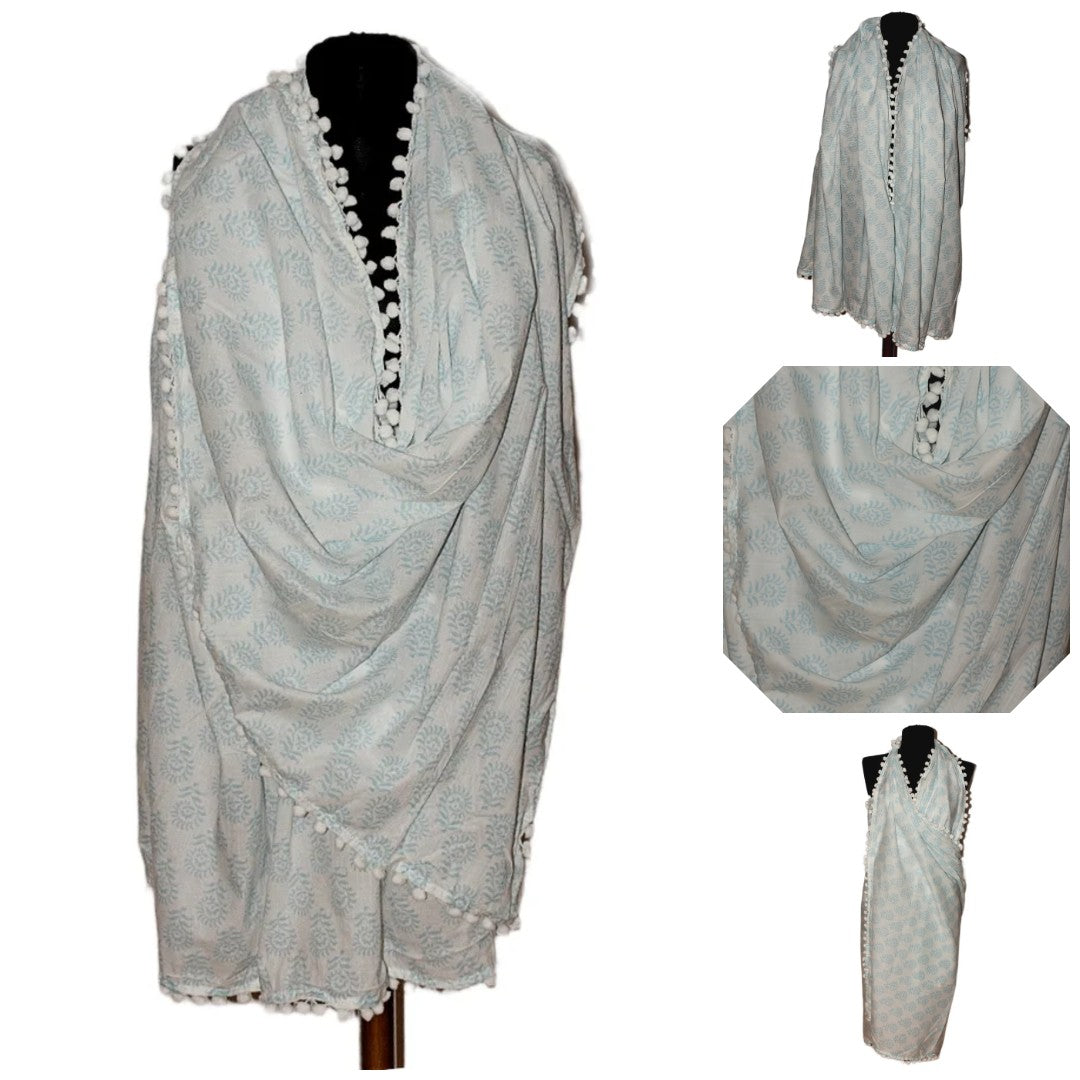Pareo/ Sarong/ Esarfa de Plaja - 100% Bumbac cu Handblock printing -> Cod: Mulmul Cotton13