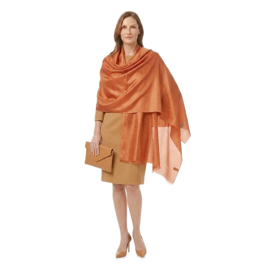 Esarfa-Sal din Matase Naturala Tussar Silk -> Heritage Shades of Orange Tangerine (Cod: Tussar8)