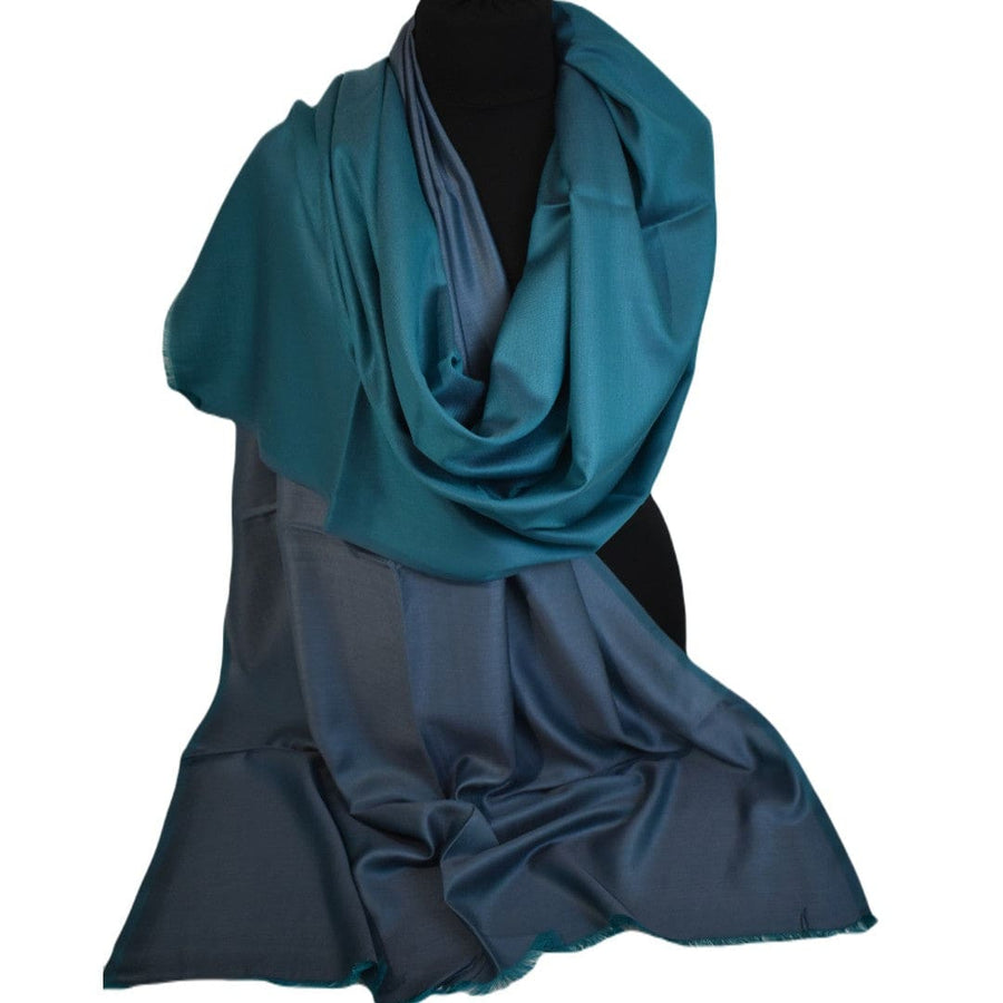 Sal cu textura extrafina din Matase Naturala &Modal - >Blue Gray & Verde Turcoaz. Cod: SALMN8 - Sal din Matase Naturala si Modal