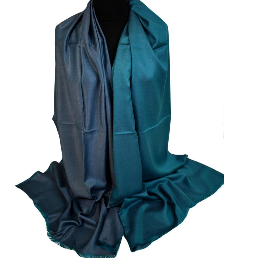 Sal cu textura extrafina din Matase Naturala &Modal - >Blue Gray & Verde Turcoaz. Cod: SALMN8 - Sal din Matase Naturala si Modal