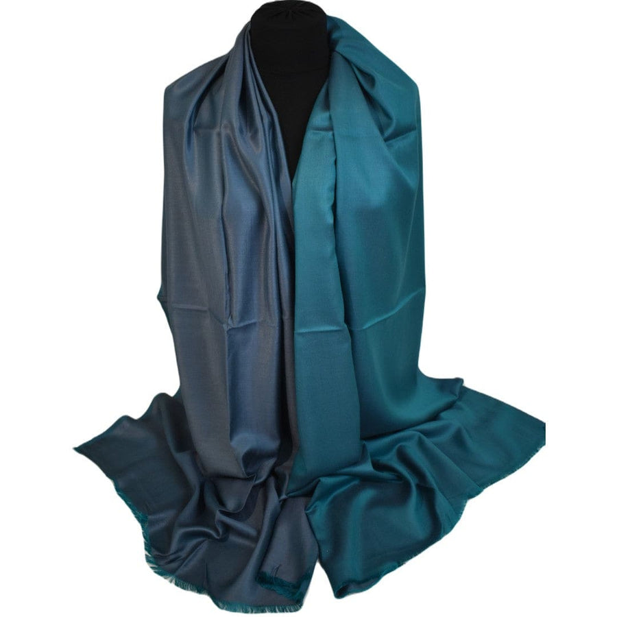 Sal cu textura extrafina din Matase Naturala &Modal - >Blue Gray & Verde Turcoaz. Cod: SALMN8 - Sal din Matase Naturala si Modal