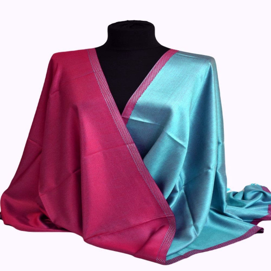 Sal cu textura extrafina din Matase Naturala &Modal - >Magenta Rose/Bleu. Cod: SALMN25 - Sal din Matase Naturala si Modal