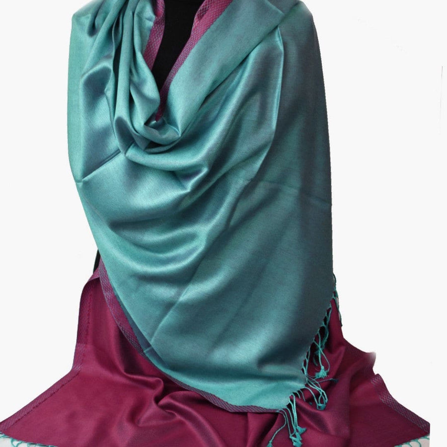 Sal cu textura extrafina din Matase Naturala &Modal - >Magenta Rose/Bleu. Cod: SALMN25 - Sal din Matase Naturala si Modal