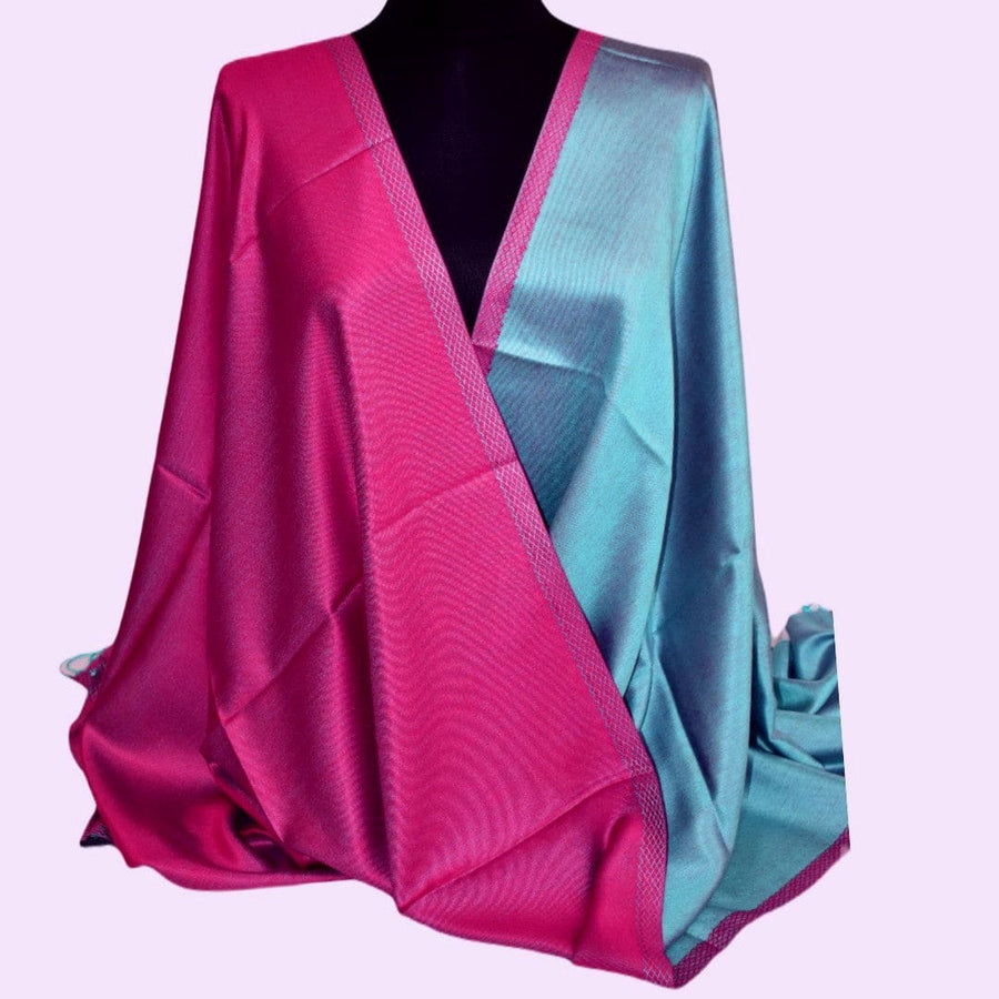Sal cu textura extrafina din Matase Naturala &Modal - >Magenta Rose/Bleu. Cod: SALMN25 - Sal din Matase Naturala si Modal