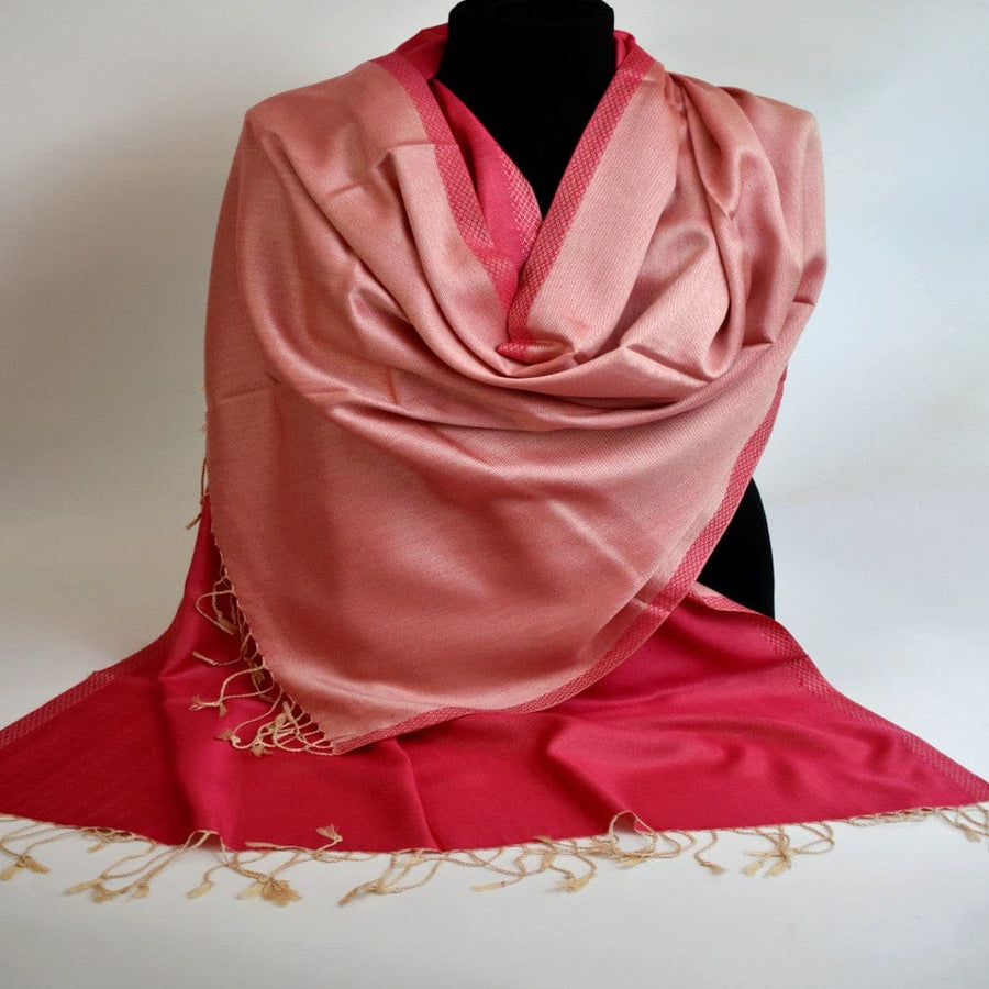 Sal cu textura extrafina din Matase Naturala &Modal - >Roz Magenta & Salmon Roze. Cod: SALMN21 - Sal din Matase Naturala si Modal