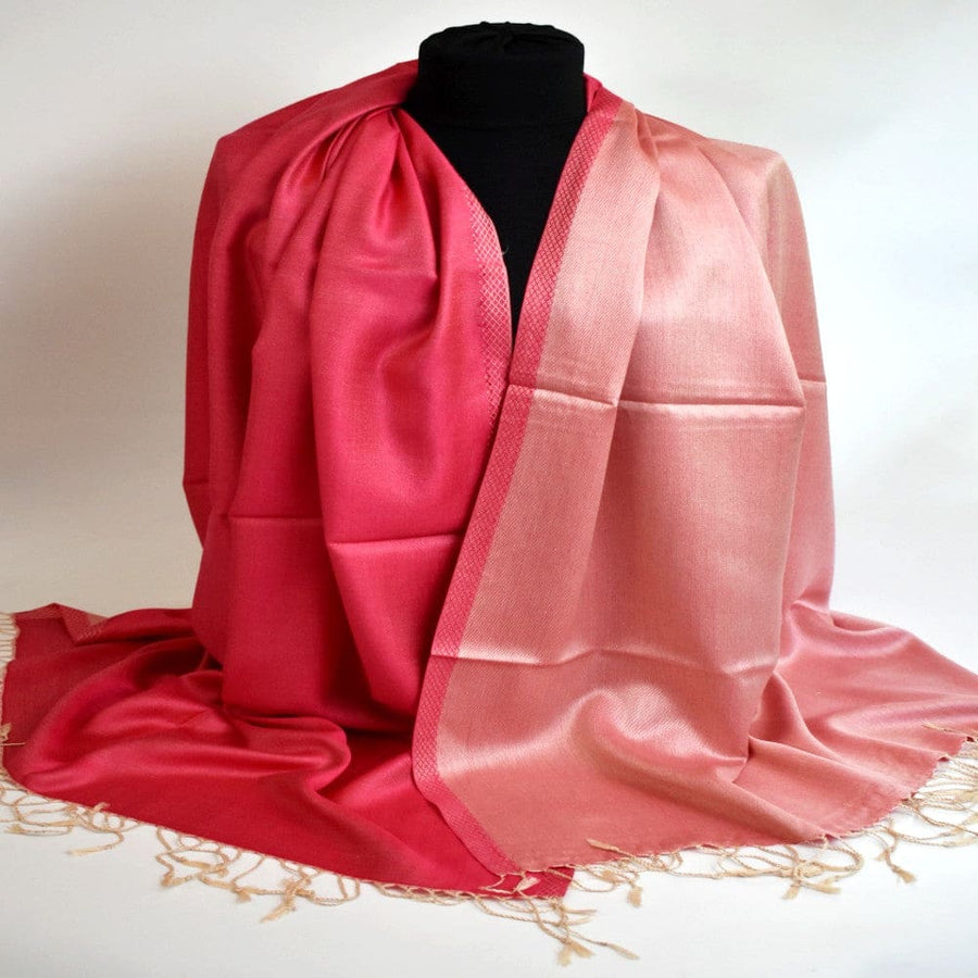 Sal cu textura extrafina din Matase Naturala &Modal - >Roz Magenta & Salmon Roze. Cod: SALMN21 - Sal din Matase Naturala si Modal
