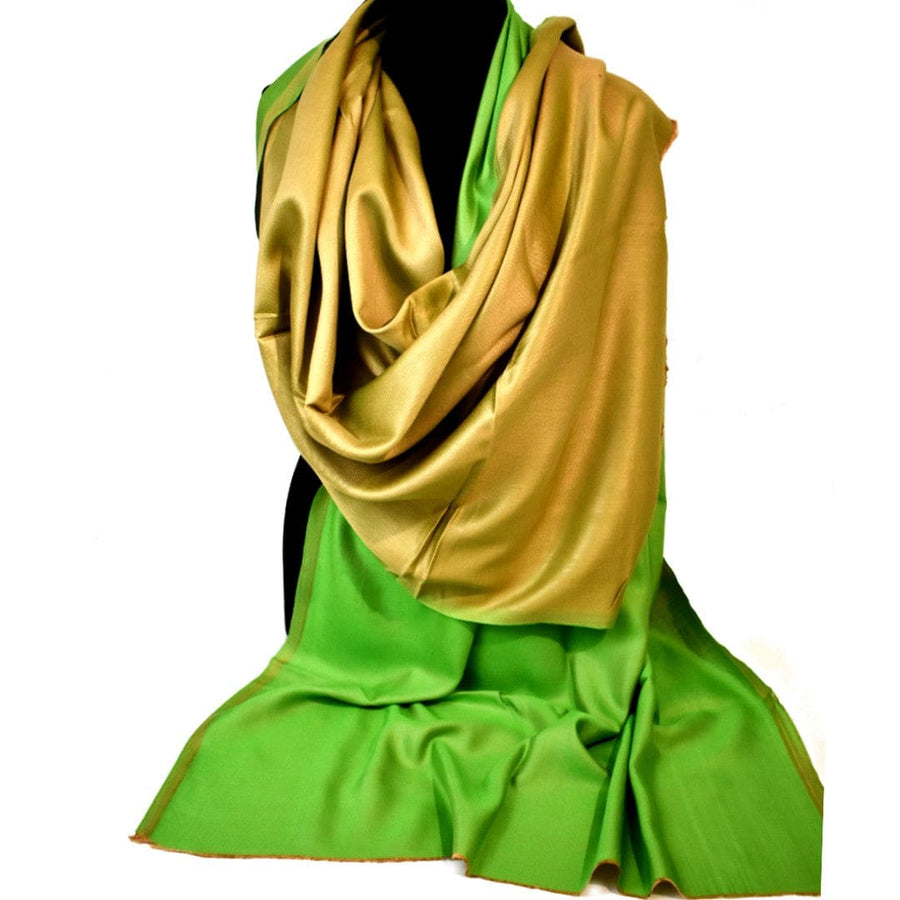 Sal cu textura extrafina din Matase Naturala &Modal - >Verde & Beige. Cod: SALMN7 - Sal Matase si Modal