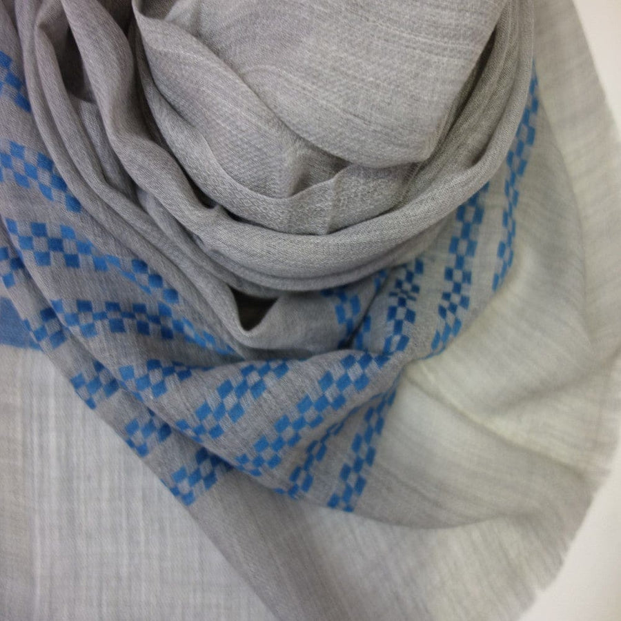 Sal din Cashmere & Matase Naturala - Gri & Blue Ciel -> Cod: CASHSILK4 - sal din cashmere si matase naturala