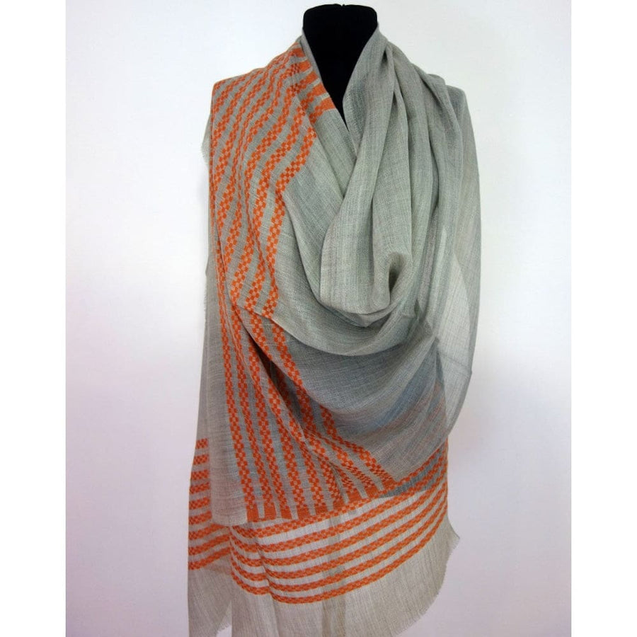Sal din Cashmere & Matase Naturala - Gri & Orange Tangerine -> Cod: CASHSILK - sal din cashmere si matase naturala