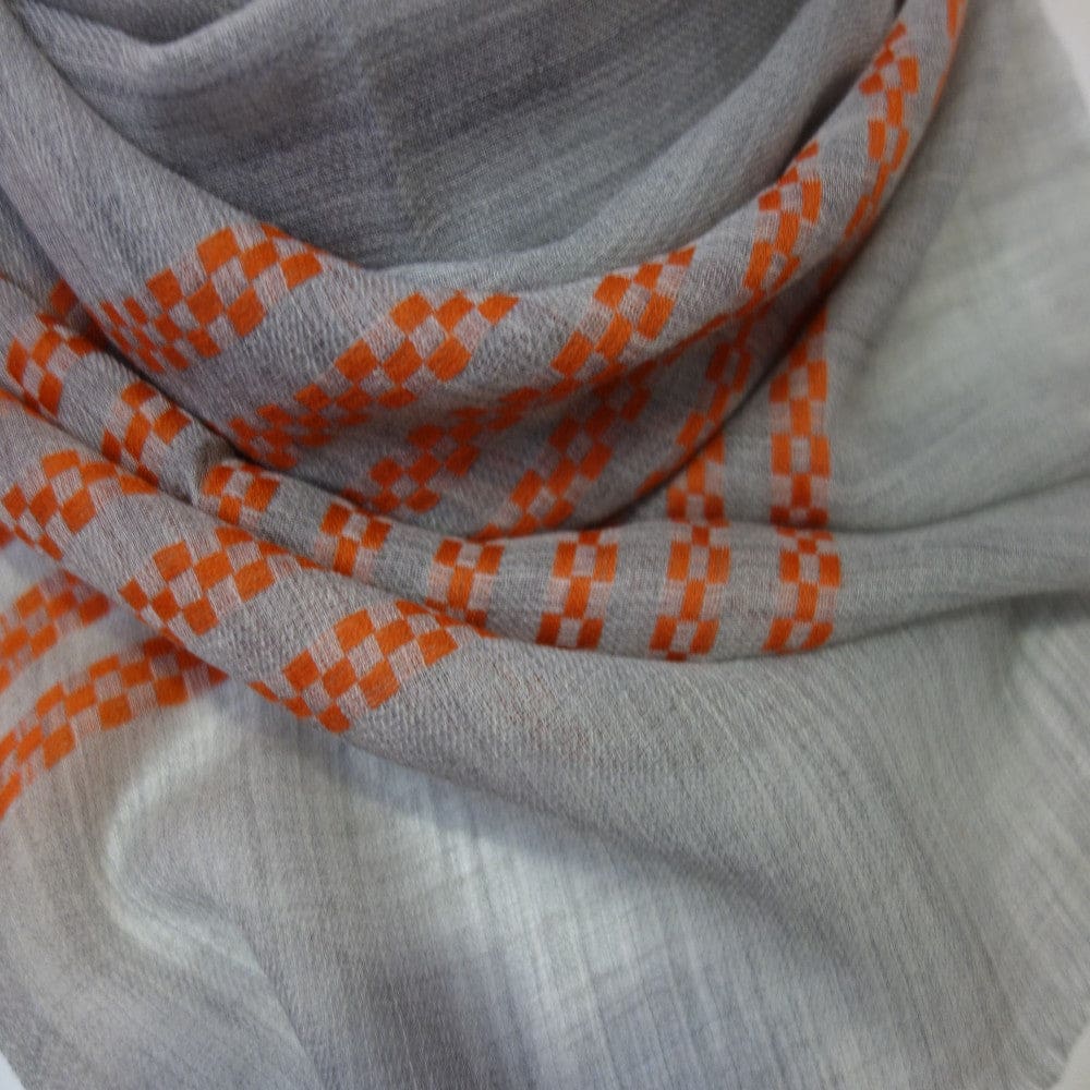 Sal din Cashmere & Matase Naturala - Gri & Orange Tangerine -> Cod: CASHSILK - sal din cashmere si matase naturala