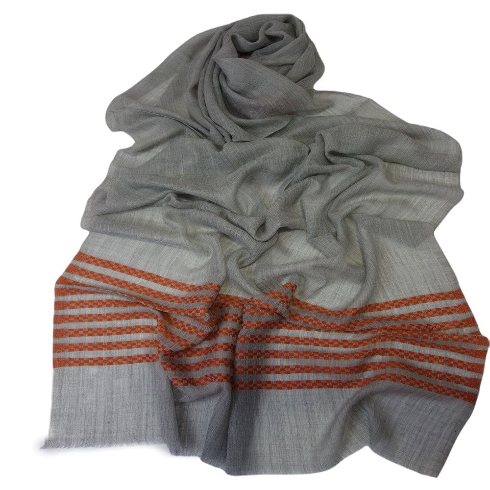 Sal din Cashmere & Matase Naturala - Gri & Orange Tangerine -> Cod: CASHSILK - sal din cashmere si matase naturala