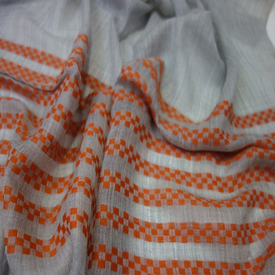 Sal din Cashmere & Matase Naturala - Gri & Orange Tangerine -> Cod: CASHSILK - sal din cashmere si matase naturala