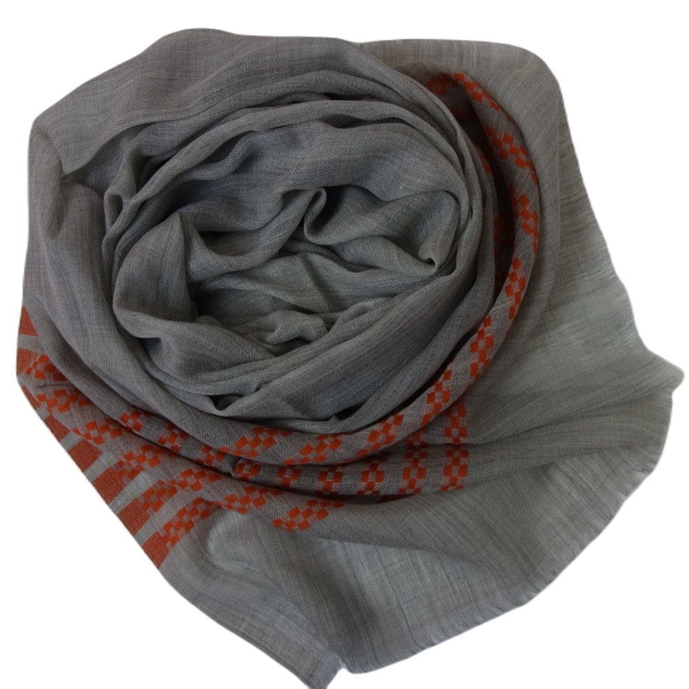 Sal din Cashmere & Matase Naturala - Gri & Orange Tangerine -> Cod: CASHSILK - sal din cashmere si matase naturala