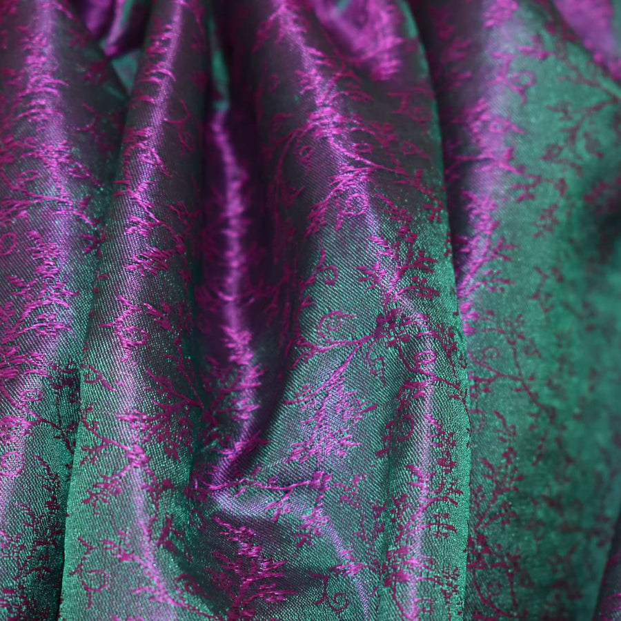 Sal din Matase Naturala de Varanasi - > Emerald Green & Mov-> Cod: MATASEVAR3 - Esarfa-Sal din Matase Naturala Varanasi