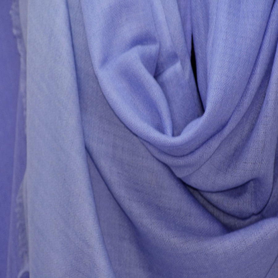 Sal Premium confectionat din 100% Lana Cashmere - Ombre Double Color Shade - Purple Blue & Blue Ciel - sal cashmere ombre design